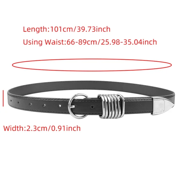 Belt for women niche design high sense of everything embellished with jeans with wire loop pin buckle belt black - Image 6