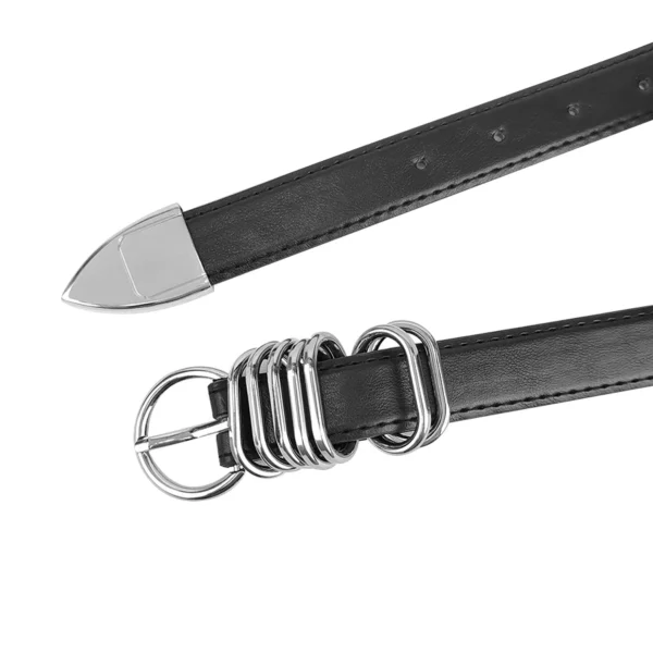 Belt for women niche design high sense of everything embellished with jeans with wire loop pin buckle belt black - Image 3