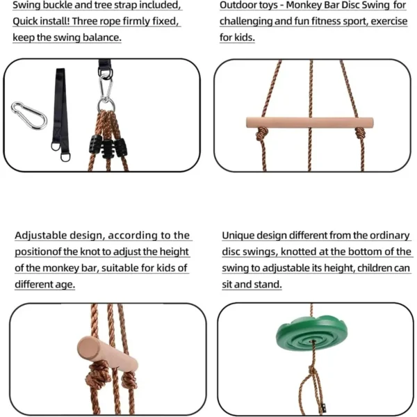 Disc Swing for Swing Set Accessories 7FT Height Adjustable Gym Monkey Bars Hanging Tree Seat for Backyard Outdoor Play Equipmen - Image 2