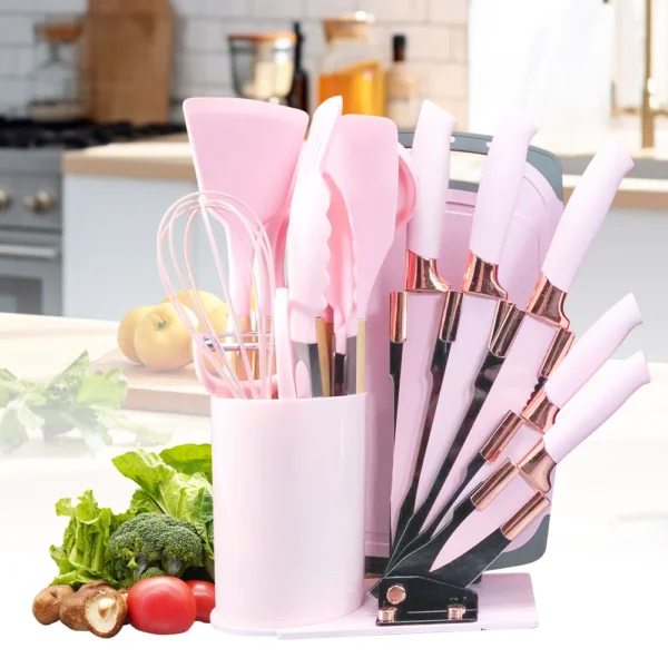 20pcs Heat-Resistant Silicone Kitchen Utensil Set with Wooden Handles Knives  Soup Spoon with Scissors Hassle-Free Cooking - Image 2