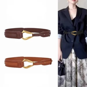 Belt Woman for Dress Brand Leather Luxury Designer Women Suit Outerwear Western Elegant Belt for Women's SweaterCoat Accessories