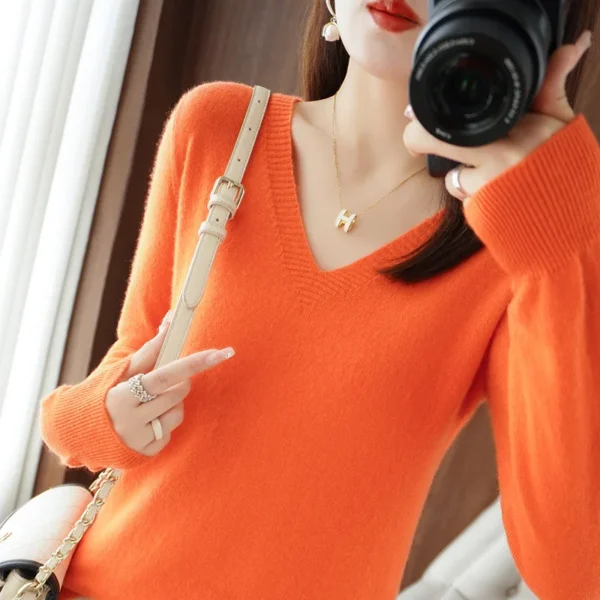 Women Sweater 2025 Spring Autumn Warm Winter Slim Fit Bottoming Shirt  V-neck Korean Knitted Tops Casual High Strecth Jumpers - Image 18