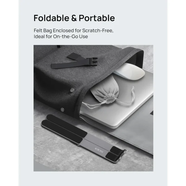 SODI Foldable Laptop Stand for Desk Portable Adjustable Aluminum Riser for MacBook Pro Air HP Dell Lenovo Up to 15.6 Inch Grey - Image 5
