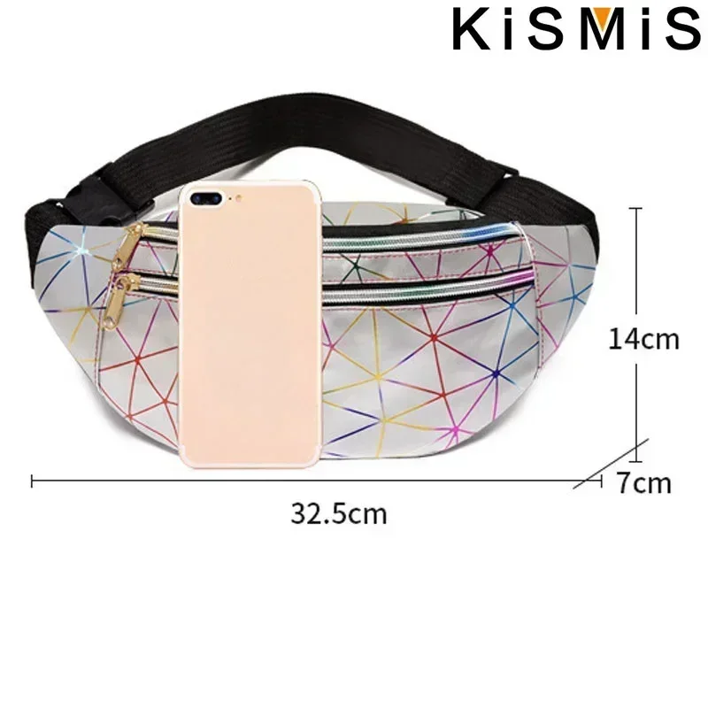 KISMIS Holographic Waist Pack Bags for Women Glitter Fanny Pack Waterproof Belt Bag Fashion Laser Waist Pack Phone Pouch - Image 6