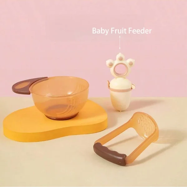 2/3 Pcs Baby Food Grinding Bowl Set Manual Fruit Puree Maker Food Processing Bowl & Grinder With Baby Fruit Feeder Pacifier - Image 7