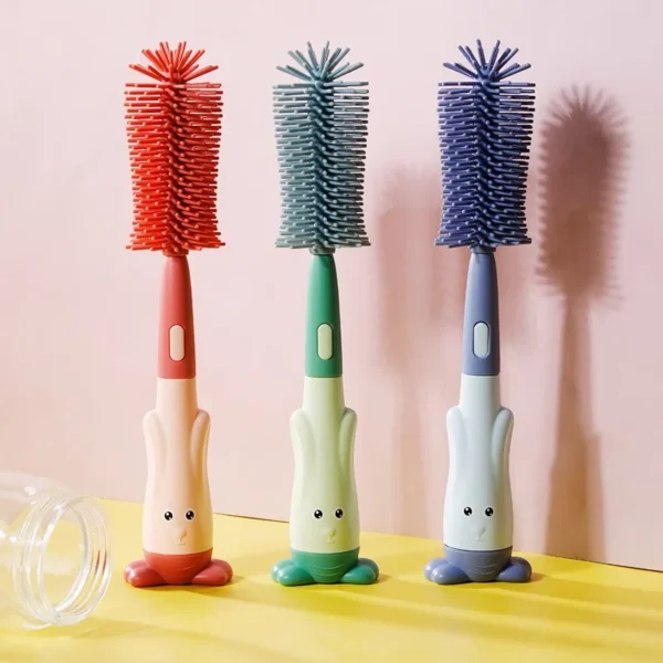 Bottle Brush Tea Cup Multifunctional Standing Brush Food Grade Silicone Nipple Brush Set Cup Brush Three-in-one Straw Brush Spon - Image 4