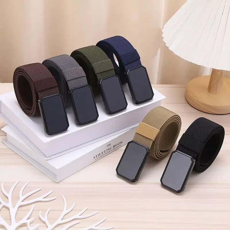 Men's Belt With Magnet Buckle Men's Outdoor Travel Magnetic Tactical Belt No Metal Automatic Magnetic Buckle Nylon Belt - Image 2