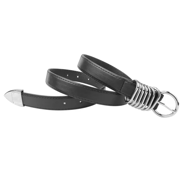 Belt for women niche design high sense of everything embellished with jeans with wire loop pin buckle belt black - Image 5