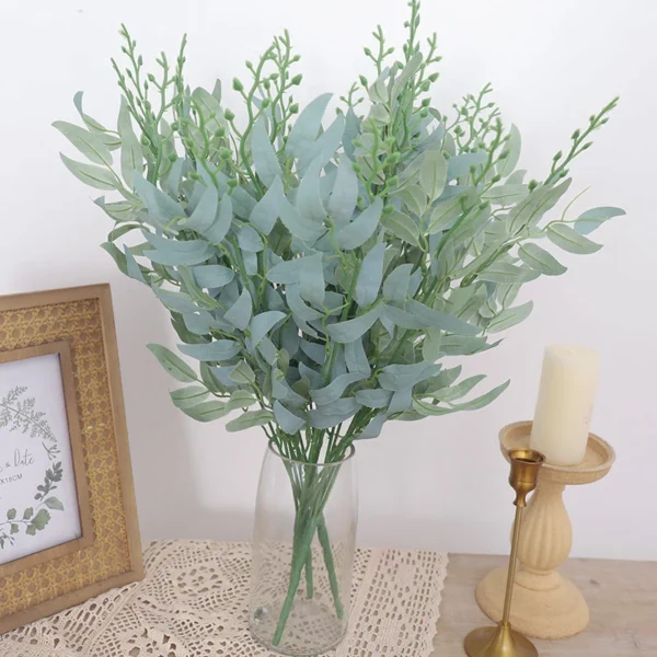 50cm Artificial Plants Leaf Green Long Branch Fake Eucalyptus Flower Arrangement Accessories Wedding Home Decoration Fake Floral - Image 3