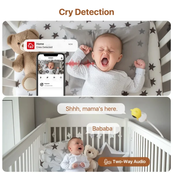 ZOSI C516 2.5K 4MP Plug-in PT Wireless Security Indoor Camera with Cry Detection, Virtual Fence,2.4/5GHz WiFi Smart Baby Monitor - Image 4