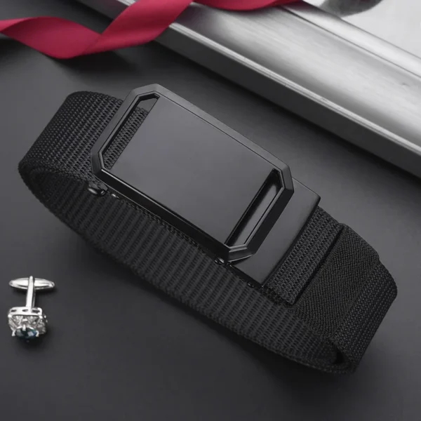 Men's Nylon Braided Belt Automatic Buckle Daily Commute Outdoor Multifunctional Breathable Lightweight Belt - Image 2