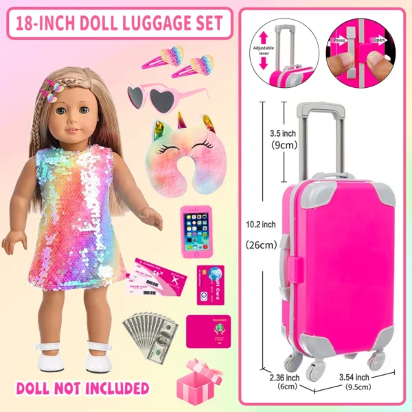18Inch Doll Clothes Colorful Dress Lovely Travel Suitcase American Girl Doll Summer Outfit Hoodie Baby Toys Wear Girl's Gifts - Image 5