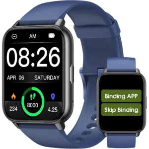 Smart Watch for Men Women No App Phone Required Fitness Tracker with Pedometer Bluetooth Call Answer Make Call Heart Rate Blood