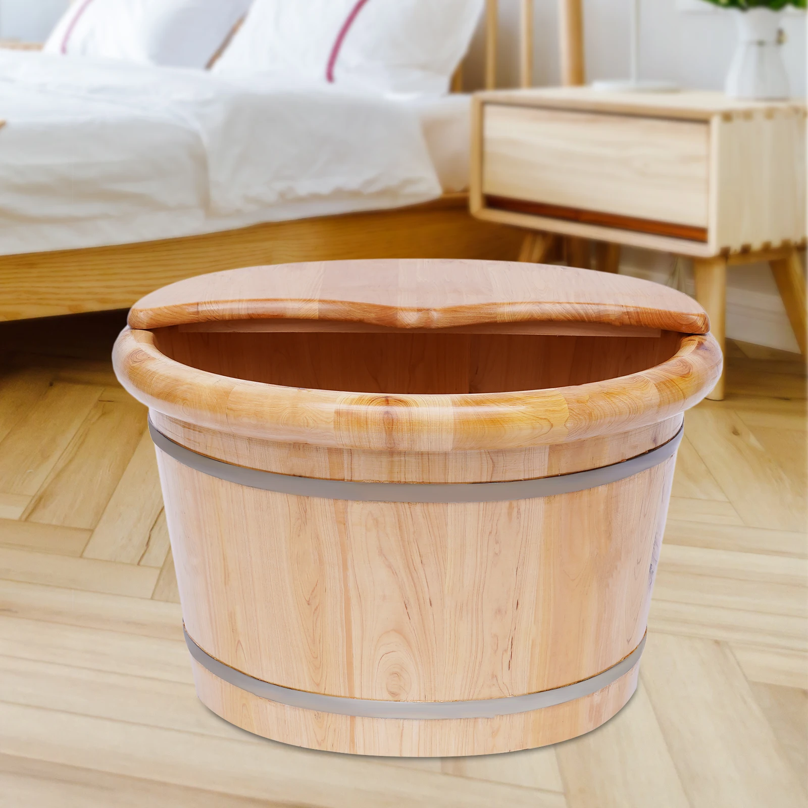 Foot Basin Wooden Bucket Foot bath Massage Plus Cover Plate and MASSA Environmentally Friendly Household Products - Image 2