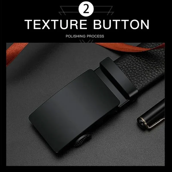 Men Leather Belt Metal Car Automatic Buckle Work Belt High Quality Men 120cm Leather Belt Business - Image 3