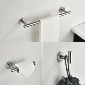 3Piece Bathroom Hardware Set with Toilet Paper Holder Towel Ring Adjustable Towel Bar Wall Mount Bath Accessory Set RT