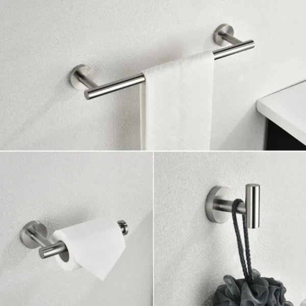 3Piece Bathroom Hardware Set with Toilet Paper Holder Towel Ring Adjustable Towel Bar Wall Mount Bath Accessory Set RT