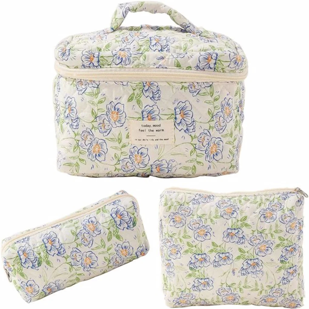 3PCS/SET Cosmetic Bags for Women Cute Floral Makeup Bag, Organizer Storage Make Up Bag,Travel Toiletry Bags,Handbags Purses 
