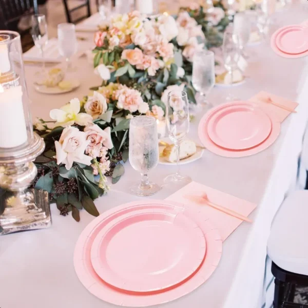 Pink Party Supplies Set Include Pink Birthday Paper Plates and Napkins for Party Women Severs 25 Guests - Image 5