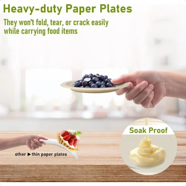 Small Paper Plates Bulk 7 inch Paper Plates 200 Count 100% Compostable Plates Eco Friendly Recycled Paper Plates Mini Dessert P - Image 4