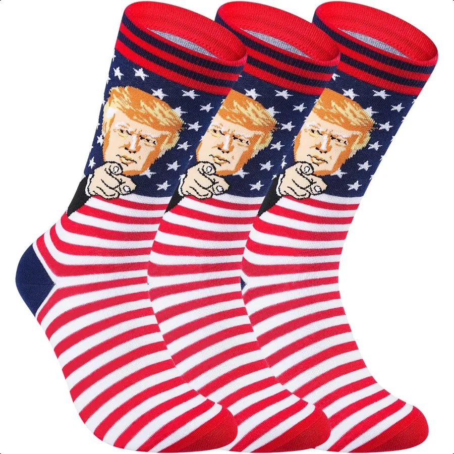 Trump 2024 Election Socks Patriotic Stars and Stripes Conservative Rally and Xmas Stocking Gifts for Adult Christmas