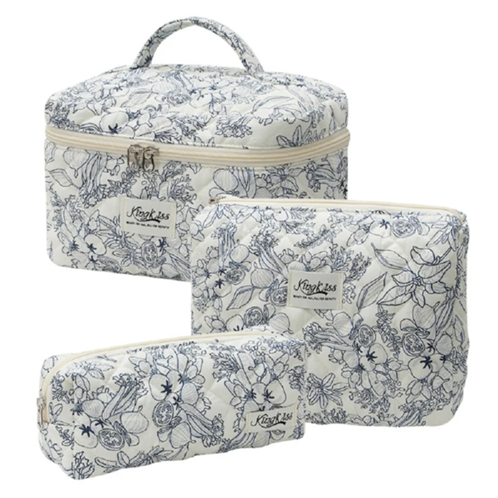 3PCS/SET Cosmetic Bags for Women Cute Floral Makeup Bag, Organizer Storage Make Up Bag,Travel Toiletry Bags,Handbags Purses - Image 2