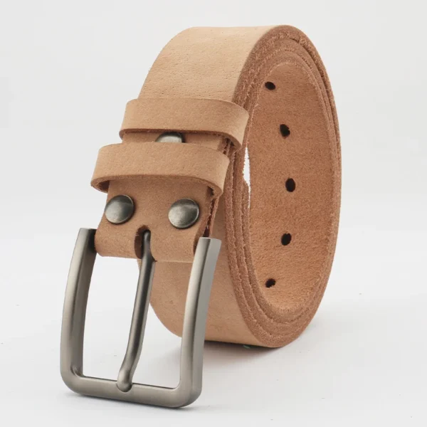 Leather Belt for Men Made From Genuine Whole Cowhide, Trimmed Edge Belt, Cowhide in Natural Color, Casual and Retro Style, - Image 6
