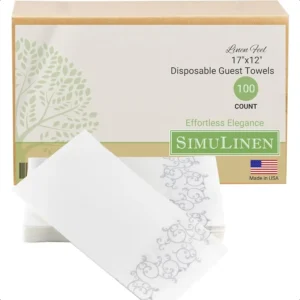 SimuLinen Silver Floral Paper Towels for Bathroom Luxury Folded Soft and Absorbent Disposable Towels 12"x17" 100ct Made in USA