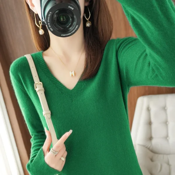 Women Sweater 2025 Spring Autumn Warm Winter Slim Fit Bottoming Shirt  V-neck Korean Knitted Tops Casual High Strecth Jumpers - Image 17