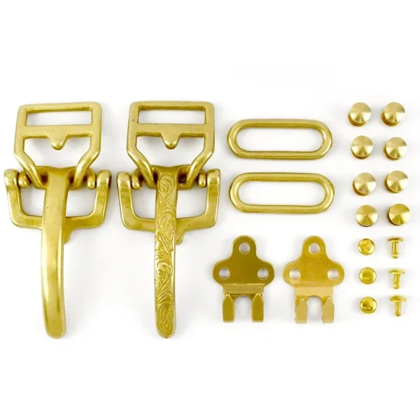 40mm Belt Buckle for Men Solid Brass Cavalry Waistband Buckles Rivet Screws Belts Clip Clasp Leather Band Head  Hook Accessories - Image 2