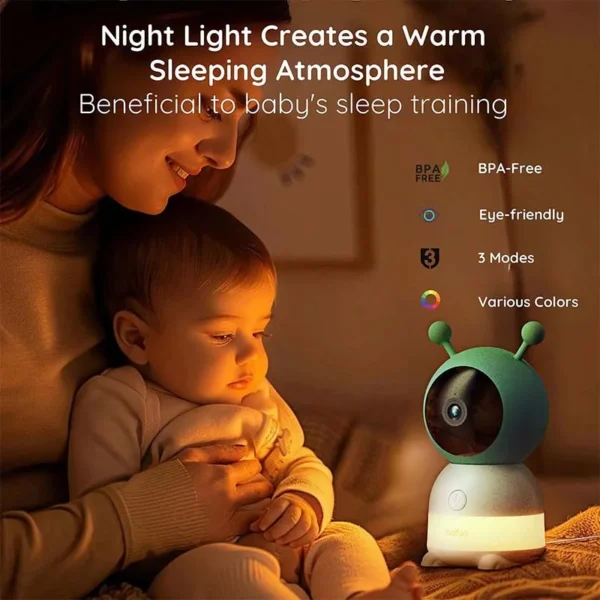BOIFUN 2K 5" Baby Monitor Camera,  360° Rotation with Phone App, Colorful Night Lights,Motion Monitoring, Automatic Tracking - Image 2