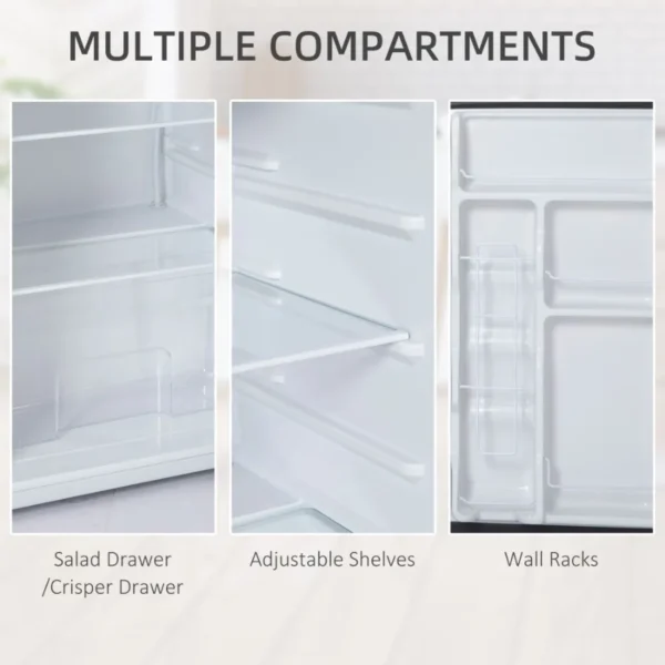 HOMCOM 3.2 Cu.Ft Mini Fridge with Freezer Single Door Compact Refrigerator with Adjustable Thermostat Shelf and Reversible Door - Image 3