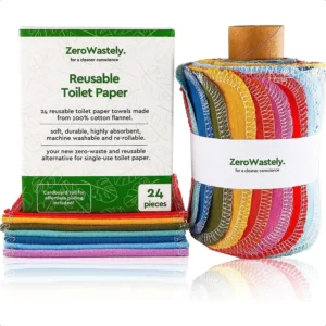 Reusable Toilet Paper 24 Reusable Bidet Towels Super Soft Absorbent Washable and ReRollable Cloth Wipes Cut Back and Waste Less