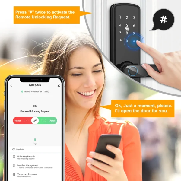 TUYA Fingerprint Door Lock Keyless Electronic Smart Lock NFC Keypad APP Password KEY Biometric Reversible Handle For Home office - Image 5