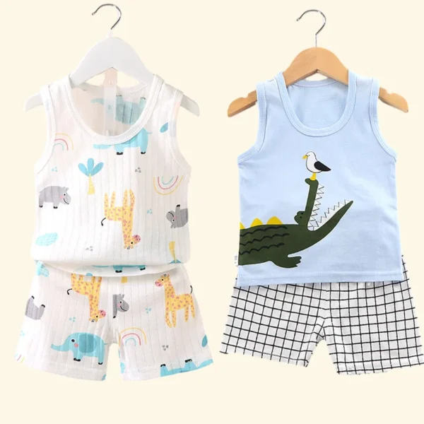 Children's Clothing Print Sleeveless Tops Shorts Cute Breathable Kids Summer Vest Shorts Set Tank Top for Baby Clothing Children - Image 2