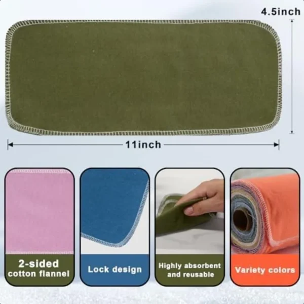 Reusable Toilet Paper Cotton Flannel Reusable Bidet TowelsAbsorbent Washable Paper Towels roll 32 Pcs Washable and ReRollable C - Image 2