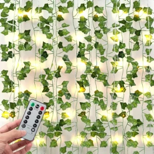 84Ft 12 Pack Artificial Ivy Garland Fake Plants Ivy Vines Leaves with CE Certified 80 LED String Lights Hanging Ivy Lights for