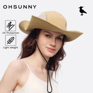 OhSunny Hiking Hats for Women,UPF50+ Waterproof Sunhat,Lightweight Breathable Mesh Windproof Bucket Hat for Camping Fishing