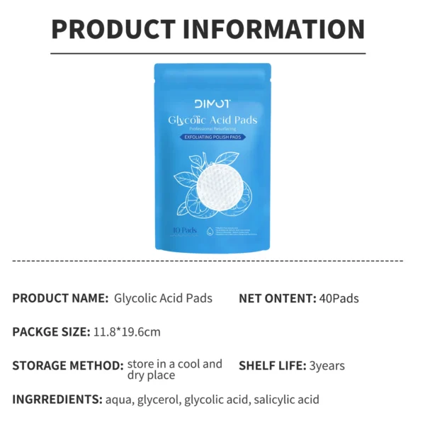 DIMOT Glycolic Acid Cotton Pads Shrink Pores Blackhead Removal Oil Control Acne Treatment Exfoliating Moisturizing Facial Care - Image 6