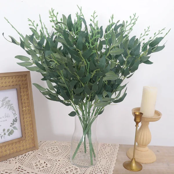 50cm Artificial Plants Leaf Green Long Branch Fake Eucalyptus Flower Arrangement Accessories Wedding Home Decoration Fake Floral - Image 4