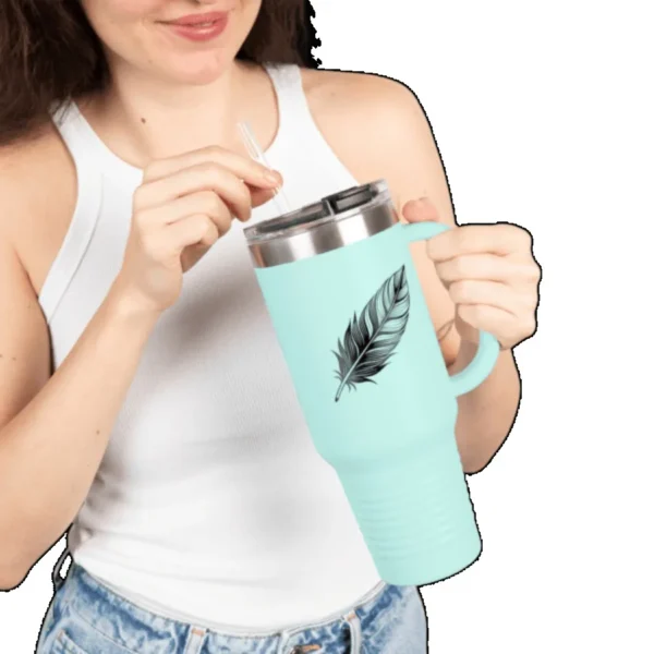 Tumbler for New York Commuters Stainless Steel Feather Insulated Travel Mug - Image 5