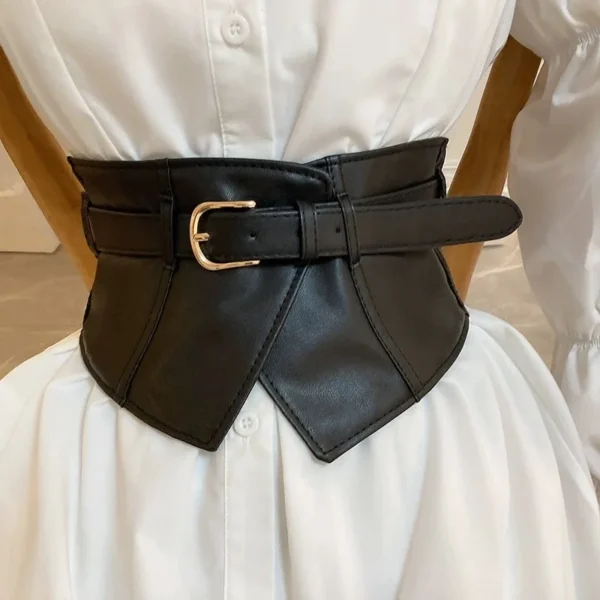 Belt women fashion with dress overcoat design elastic elastic elastic belt black niche with wide version of the belt - Image 3