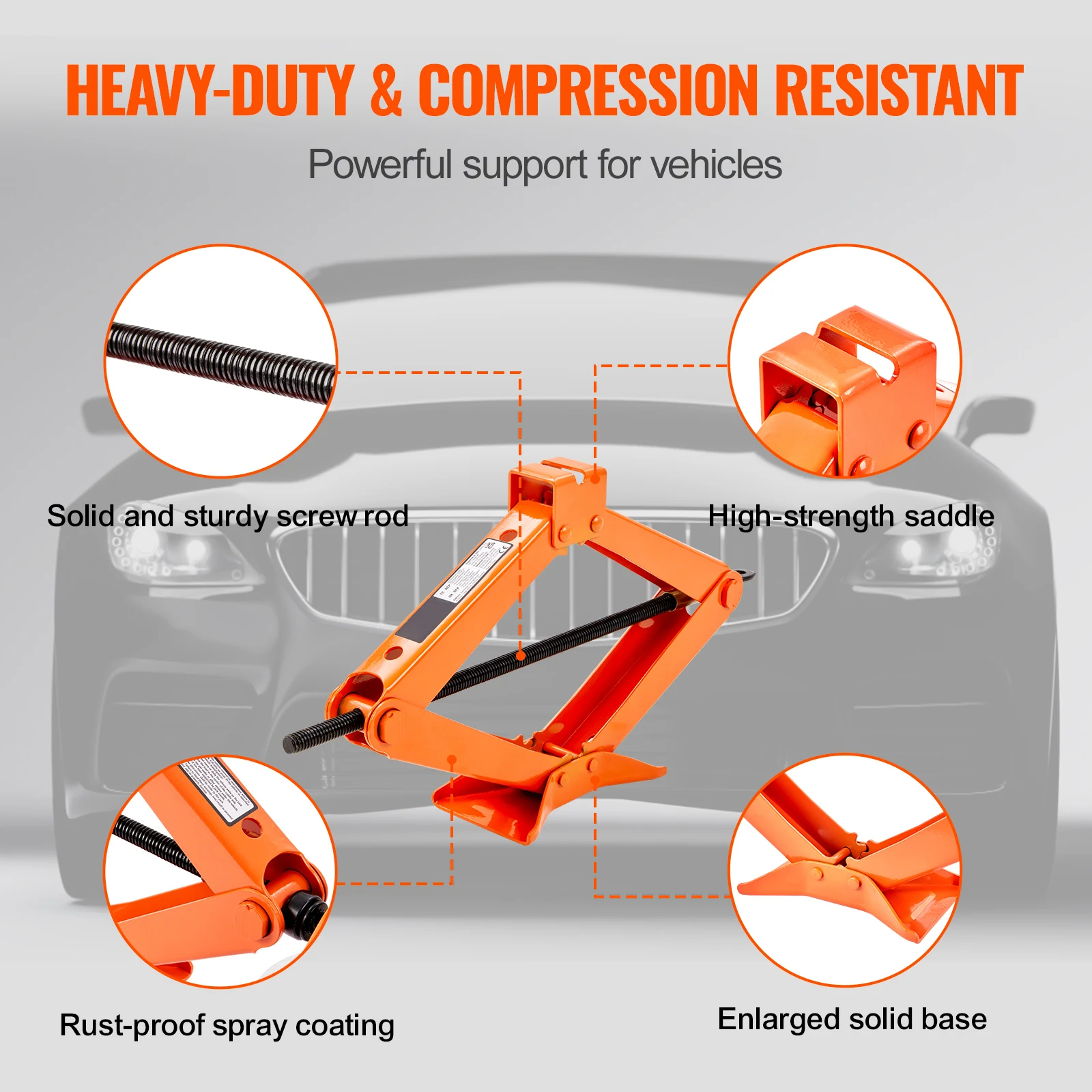 SucceBuy Scissor Jack 2.5 Ton/5512 lbs Scissor Car Jack 3.7"-17.1" Lifting Range Scissor Lift Jack Portable Tire Jack for Car - Image 6