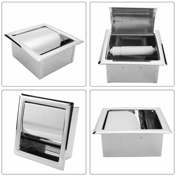 Stainless Steel Recessed Toilet Paper Holder Wall Toilet Paper Holder,Modern Style Toilet Paper Holder,Recessed Tissue Roll Disp - Image 2
