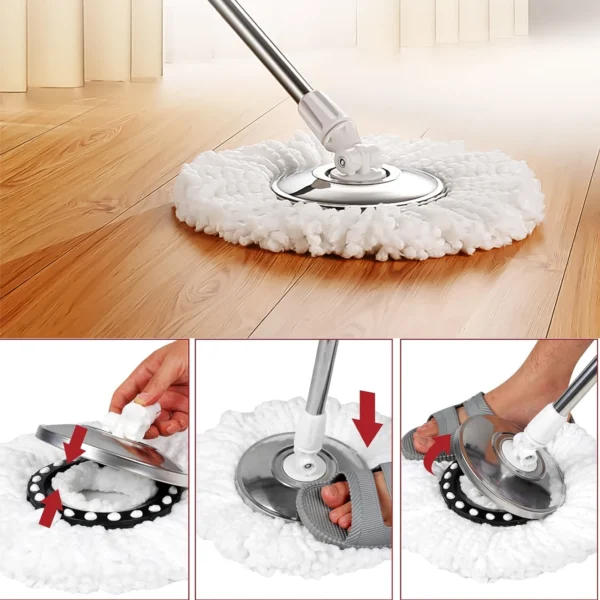 Spin Mop and Bucket Set Replacement Heads, 4/8 peices Microfiber Refill s for Choose, Dual Use of Dry and Wet - Image 6