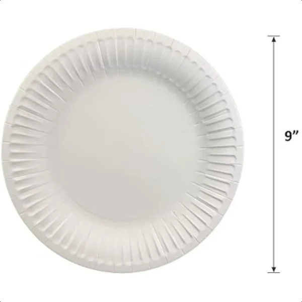 The Heavy Weight Standard 9Inch Grease Resistant Paper Plates coated White 125 Plates - Image 2