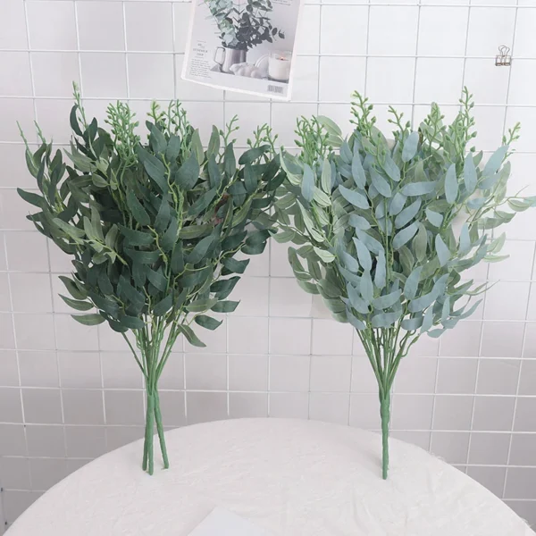 50cm Artificial Plants Leaf Green Long Branch Fake Eucalyptus Flower Arrangement Accessories Wedding Home Decoration Fake Floral - Image 2