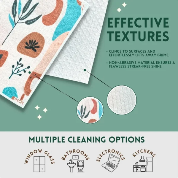 Reusable Paper Towels 5Pack Vintage Lux Quick Drying No Odor Washable Kitchen Cloth Sustainable Dish Sponge Eco Friendly Gift. - Image 3