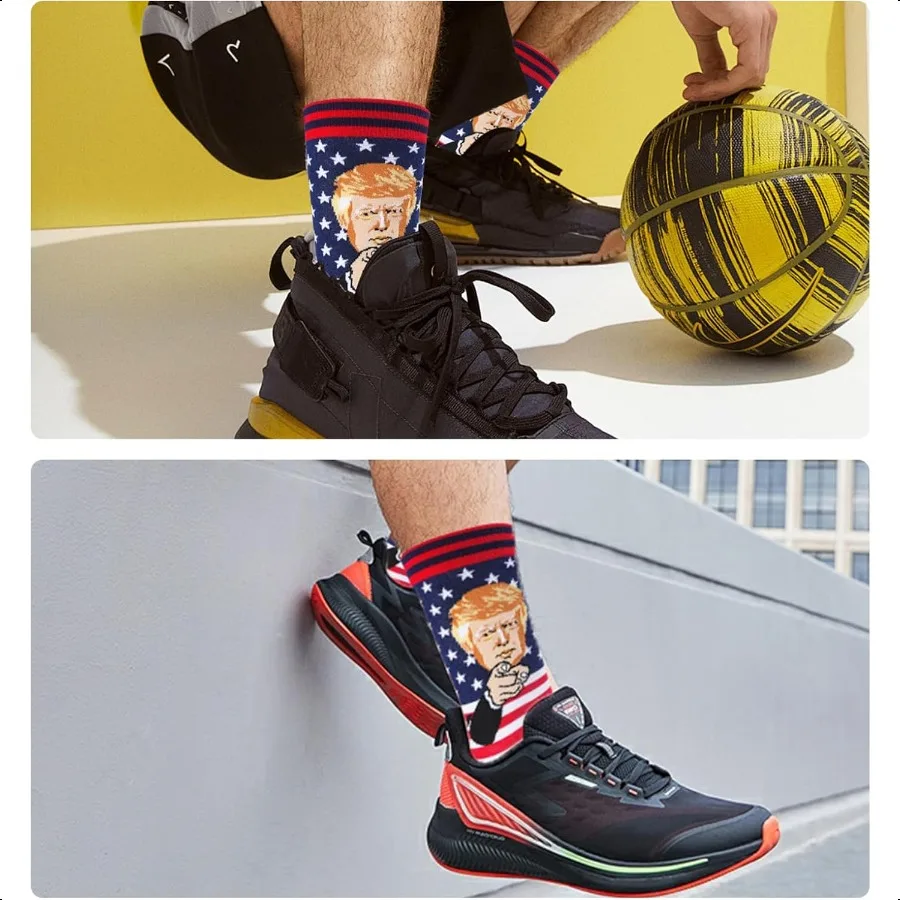 Trump 2024 Election Socks Patriotic Stars and Stripes Conservative Rally and Xmas Stocking Gifts for Adult Christmas - Image 6