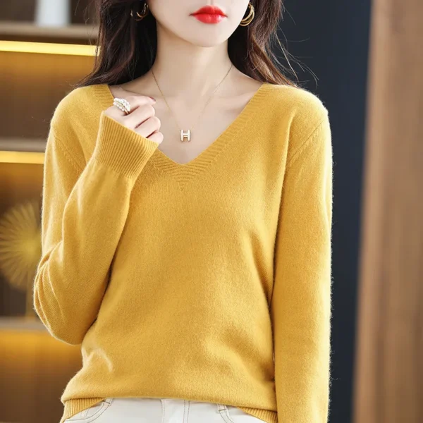 Women Sweater 2025 Spring Autumn Warm Winter Slim Fit Bottoming Shirt  V-neck Korean Knitted Tops Casual High Strecth Jumpers - Image 14